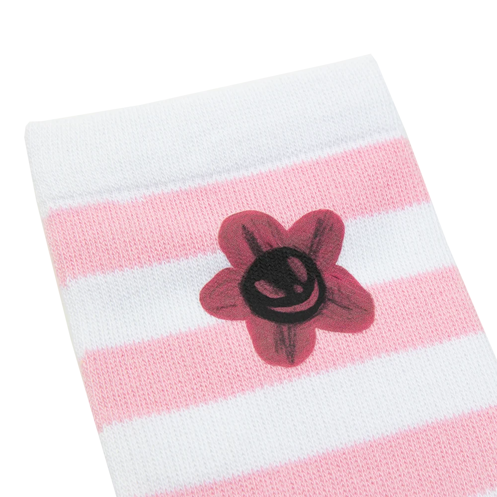 Striped White/Pink Crew Socks (High Socks) - Image 3