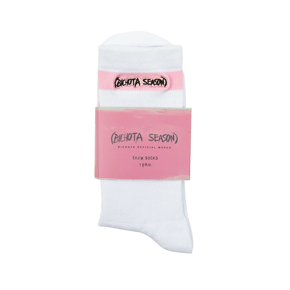 Striped White/Pink Crew Socks (High Socks) - Image 4